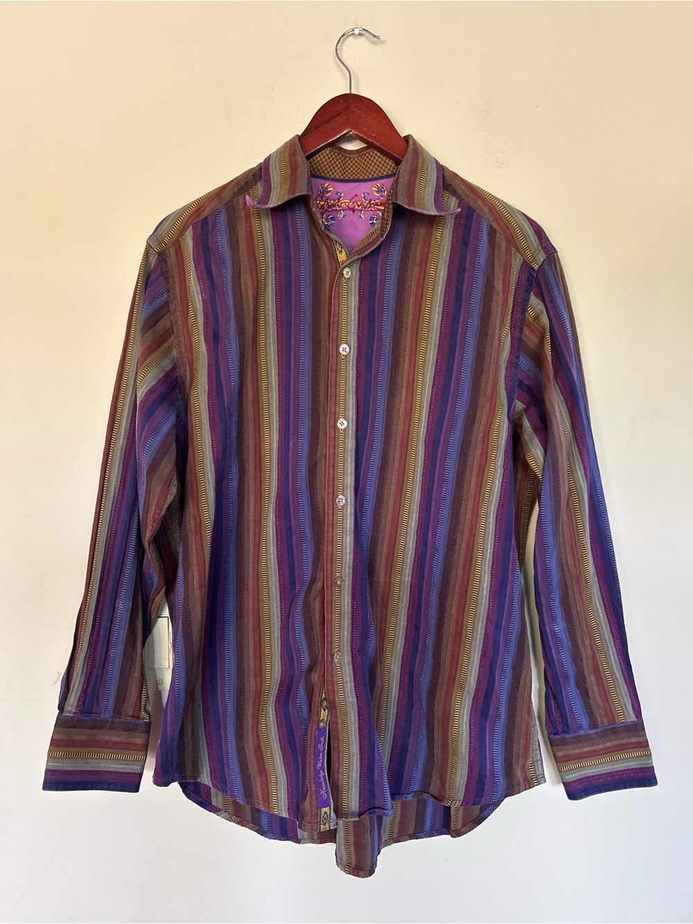Robert Graham Cotton Men’s Stripy Button Down shirt size L